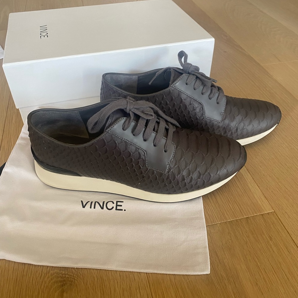 Vince Rayner Python-Print Trainer Sneaker, Ceramic - image 2